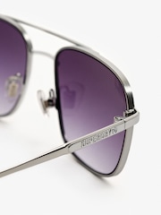 Superdry Grey Square Metal Aviator Sunglasses - Image 4 of 6