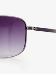 Superdry Grey Square Metal Aviator Sunglasses - Image 5 of 6