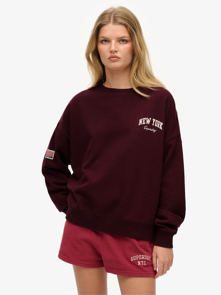 Superdry Red Athletic Essentials Relaxed Crew Sweatshirt - Image 1 of 5