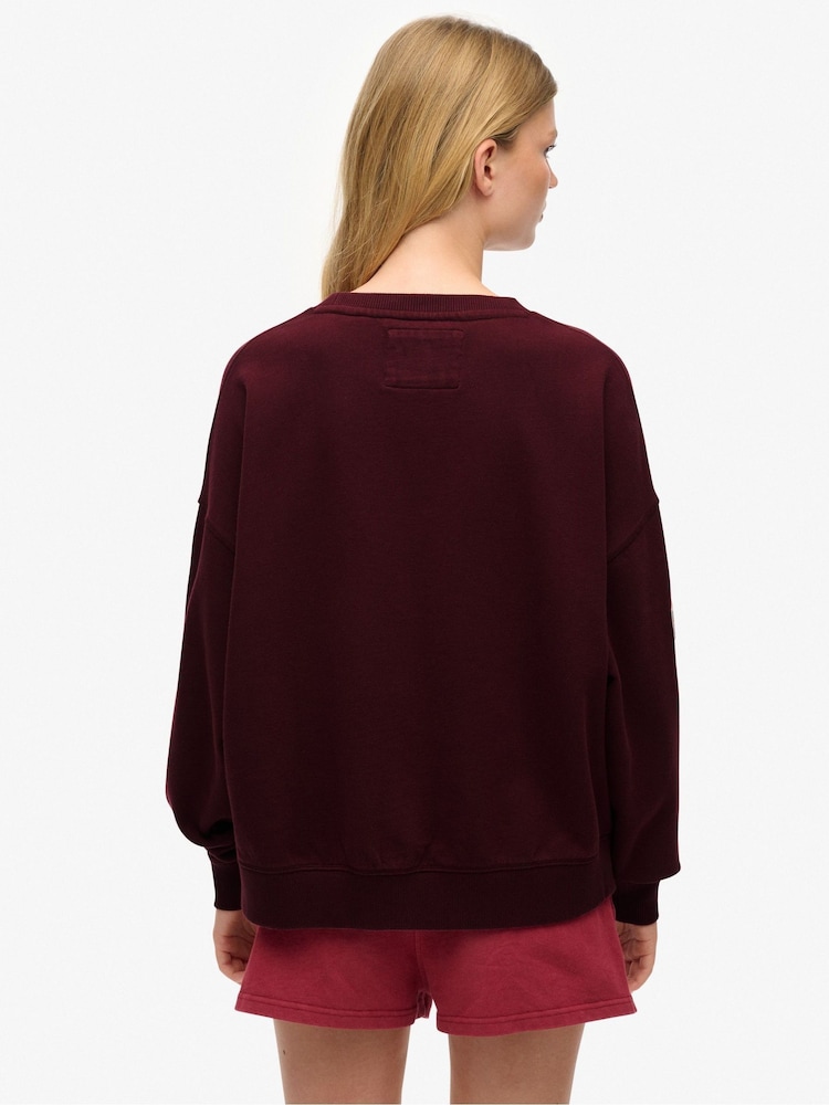 Superdry Red Athletic Essentials Relaxed Crew Sweatshirt - Image 2 of 5