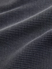 Black Garment Wash Boxy Fit Waffle Textured Crew Neck Sweatshirt - Image 7 of 8