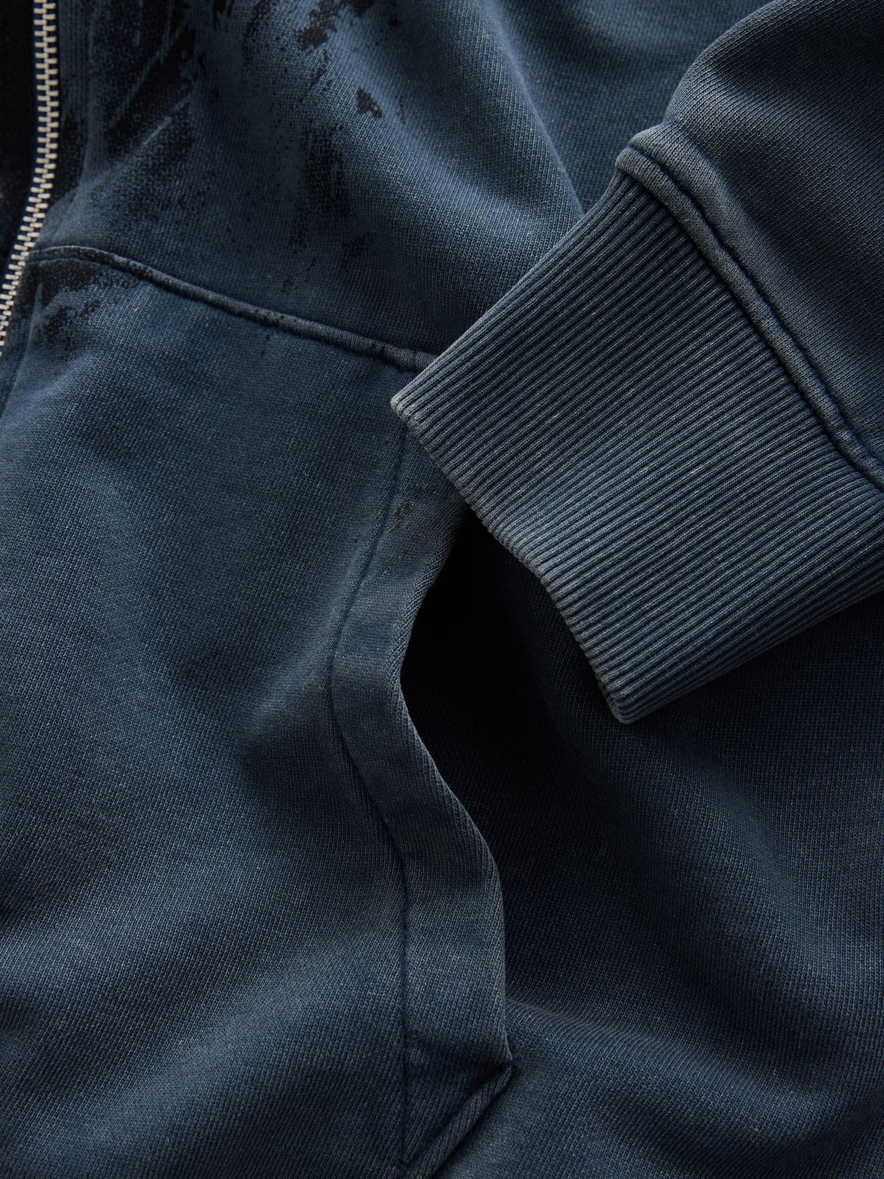 Buy Charcoal Grey Washed Hooded Zip Through with Graphic Print