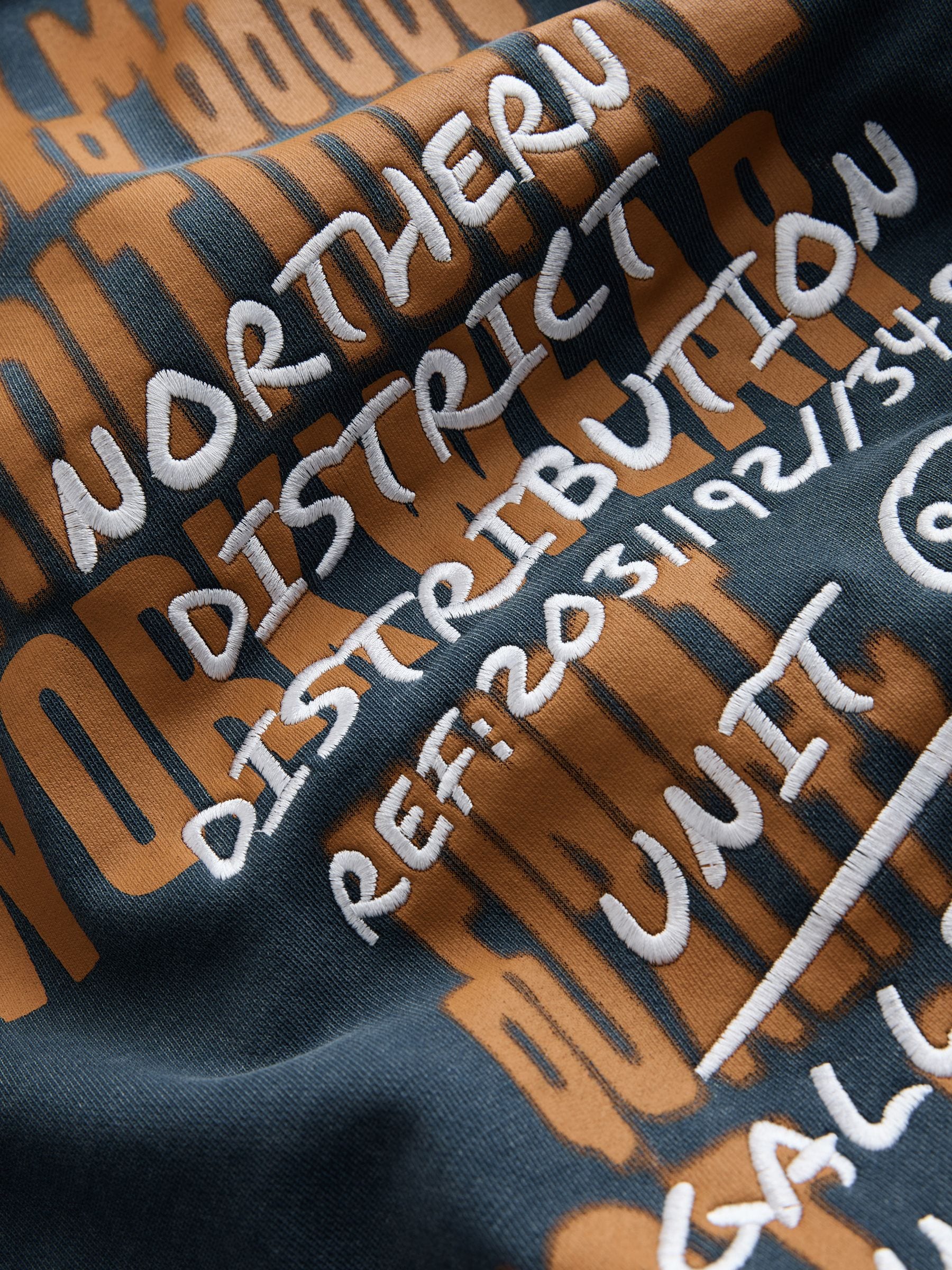 Buy Charcoal Grey Washed Hooded Zip Through with Graphic Print