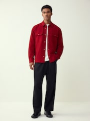 Red N.Premium Jersey Twill Popper Shacket - Image 3 of 5