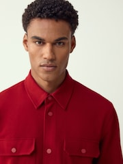 Red N.Premium Jersey Twill Popper Shacket - Image 4 of 5