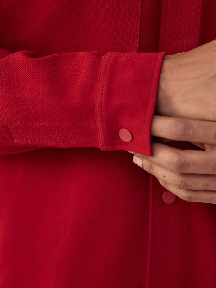 Red N.Premium Jersey Twill Popper Shacket - Image 5 of 5