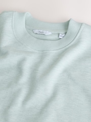 Sage Green Marl Regular Fit Heavyweight Cotton Rich Crew Neck Sweatshirt - Image 6 of 7