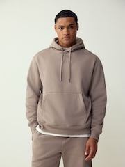 Neutral Stone Regular Fit Heavyweight Cotton Rich Jersey Hoodie - Image 1 of 7