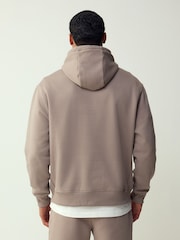 Neutral Stone Regular Fit Heavyweight Cotton Rich Jersey Hoodie - Image 2 of 7