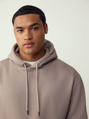Neutral Stone Regular Fit Heavyweight Cotton Rich Jersey Hoodie - Image 4 of 7
