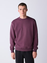 Berry Red Regular Fit Heavyweight Cotton Rich Crew Neck Sweatshirt - Image 1 of 8