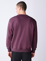 Berry Red Regular Fit Heavyweight Cotton Rich Crew Neck Sweatshirt - Image 2 of 8