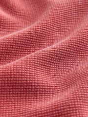 Red Garment Wash Boxy Fit Waffle Textured Crew Neck Sweatshirt - Image 8 of 8