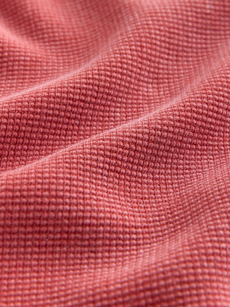 Red Garment Wash Boxy Fit Waffle Textured Crew Neck Sweatshirt - Image 8 of 8