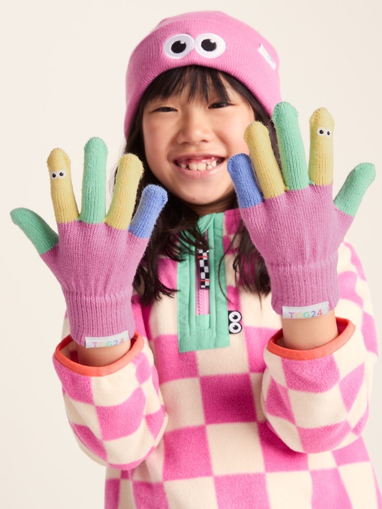 Tog 24 Pink Kids Adal Shaun The Sheep Knit Gloves - Image 1 of 4 Tog 24 Pink Kids Adal Shaun The Sheep Knit Gloves - Image 1 of 4