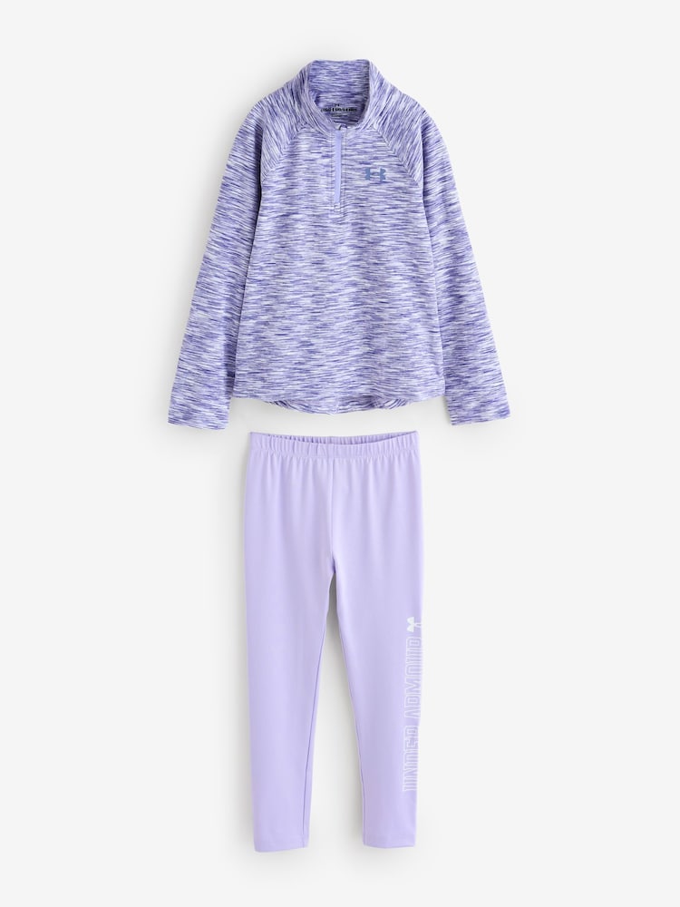 Under Armour Purple Tech 1/4 Zip 3 Way Colour Twist Jersey and Leggings Set - Image 1 of 1