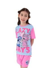 Character Pink Girls Disney Lilo & Stitch Short Pyjamas - Image 3 of 9