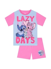 Character Pink Girls Disney Lilo & Stitch Short Pyjamas - Image 5 of 9