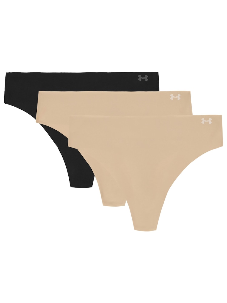 Under Armour Brown Pure Stretch No Show Thong 3 Pack - Image 1 of 3 Under Armour Brown Pure Stretch No Show Thong 3 Pack - Image 1 of 3