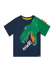 Character Blue Boys Harry Bear Dinosaur Print T-Shirt - Image 1 of 6
