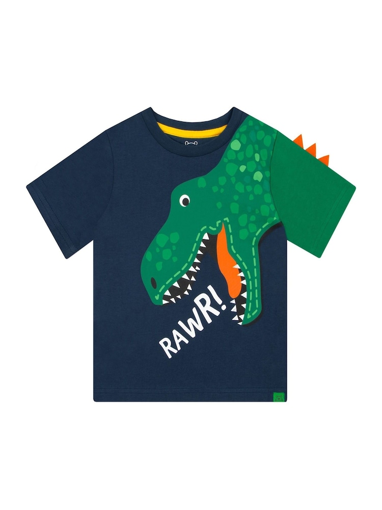 Character Blue Boys Harry Bear Dinosaur Print T-Shirt - Image 1 of 6