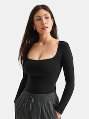 TALA Black 365 Contour Long Sleeve Square Neck Bodysuit - Image 1 of 3