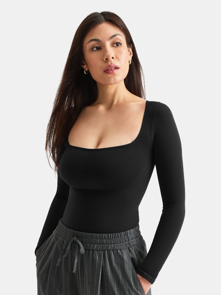 TALA Black 365 Contour Long Sleeve Square Neck Bodysuit - Image 1 of 3