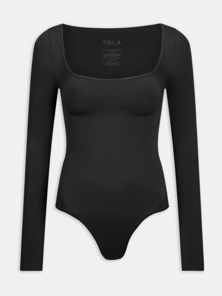 TALA Black 365 Contour Long Sleeve Square Neck Bodysuit - Image 3 of 3