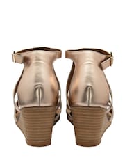 Ravel Gold Leather Wedge Sandals - Image 3 of 4