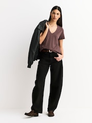 Rag & Bone Brown The Slub Vee T-Shirt - Image 4 of 6