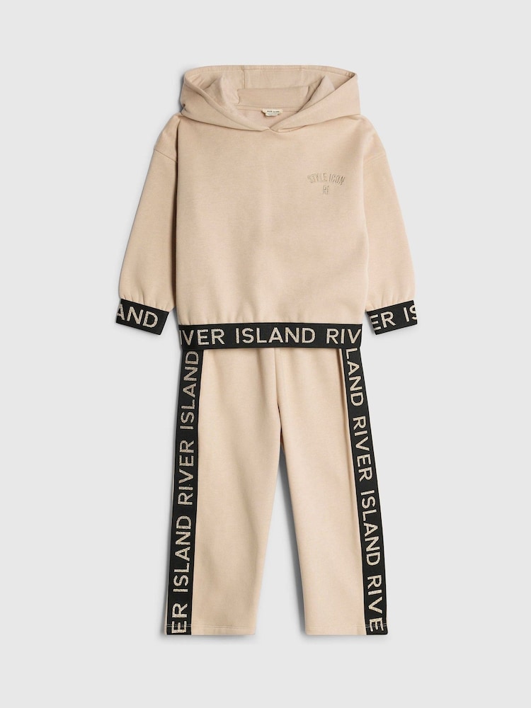 River Island Brown Girls Branded Hoodie Set - Image 5 of 5