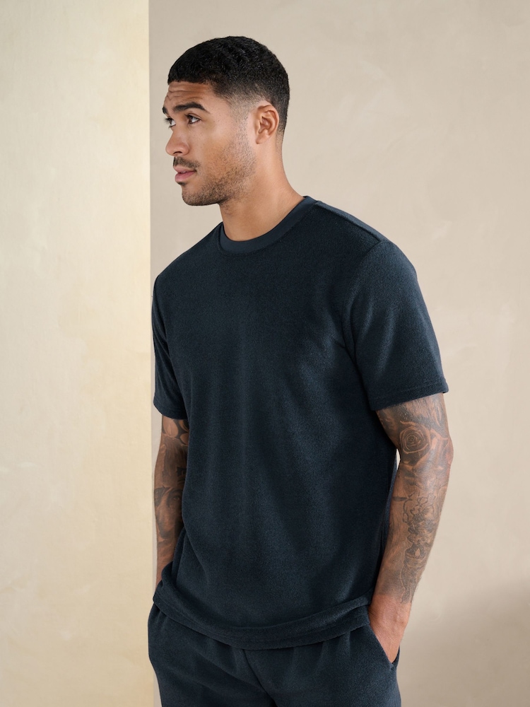 Blue Towelling Short Sleeve Pyjamas Set - Image 2 of 10 Blue Towelling Short Sleeve Pyjamas Set - Image 2 of 10