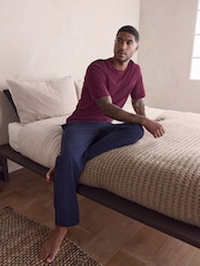 Bordo rdeča/mornarsko modra - Pižama iz džersija s kratkimi rokavi - Slika 2 iz 5