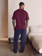Bordo rdeča/mornarsko modra - Pižama iz džersija s kratkimi rokavi - Slika 4 iz 5