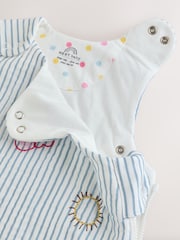 White/Blue Embroidered Muslin 1 Tog Sleeveless Baby Sleep Bag - Image 4 of 7