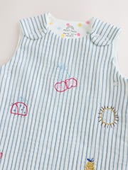 White/Blue Embroidered Muslin 1 Tog Sleeveless Baby Sleep Bag - Image 5 of 7