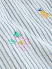 White/Blue Embroidered Muslin 1 Tog Sleeveless Baby Sleep Bag - Image 6 of 7