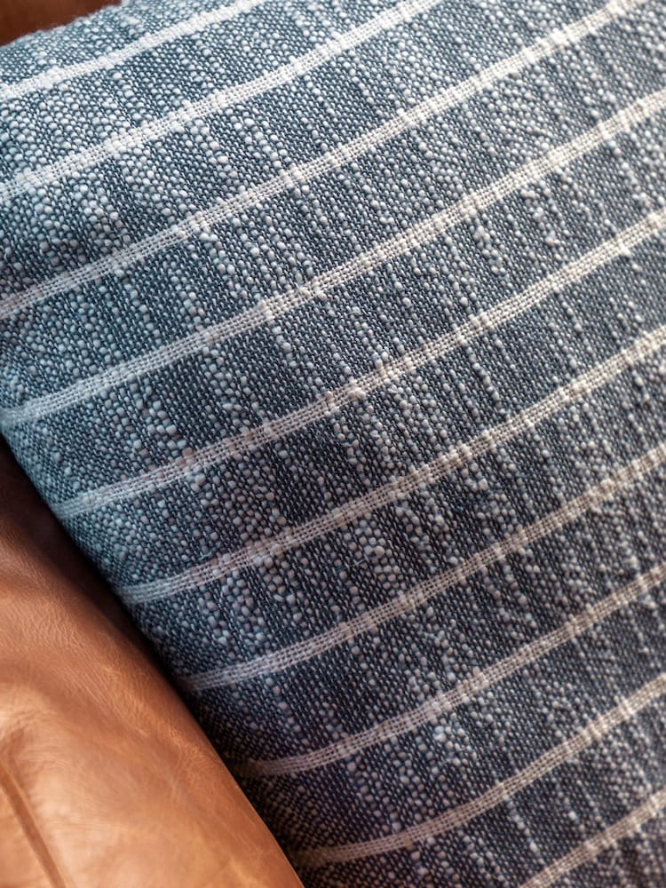 Gallery Direct Blue Ryton Stripe Cushion - Image 2 of 2 Gallery Direct Blue Ryton Stripe Cushion - Image 2 of 2