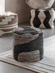 Gallery Direct Black Hamar Mono Graphic Drum Pouffe - Image 1 of 4
