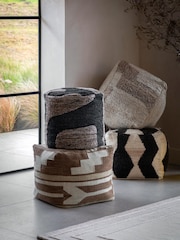 Gallery Direct Black Hamar Mono Graphic Drum Pouffe - Image 3 of 4