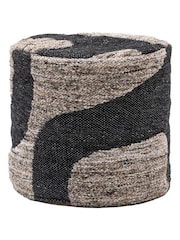 Gallery Direct Black Hamar Mono Graphic Drum Pouffe - Image 4 of 4