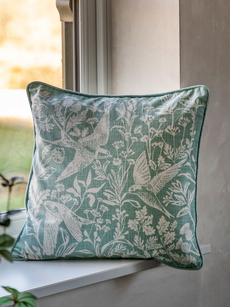 Gallery Direct Blue Renley Birds Duck Egg Cushion - Image 1 of 4 Gallery Direct Blue Renley Birds Duck Egg Cushion - Image 1 of 4