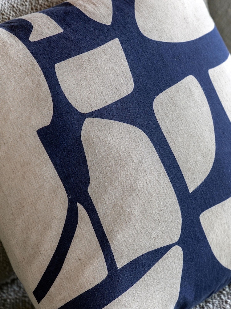Gallery Direct Blue Nara Graphic Cushion - Image 2 of 3 Gallery Direct Blue Nara Graphic Cushion - Image 2 of 3
