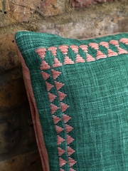 Gallery Direct Green Suki Embroidered Border Cushion - Image 2 of 4