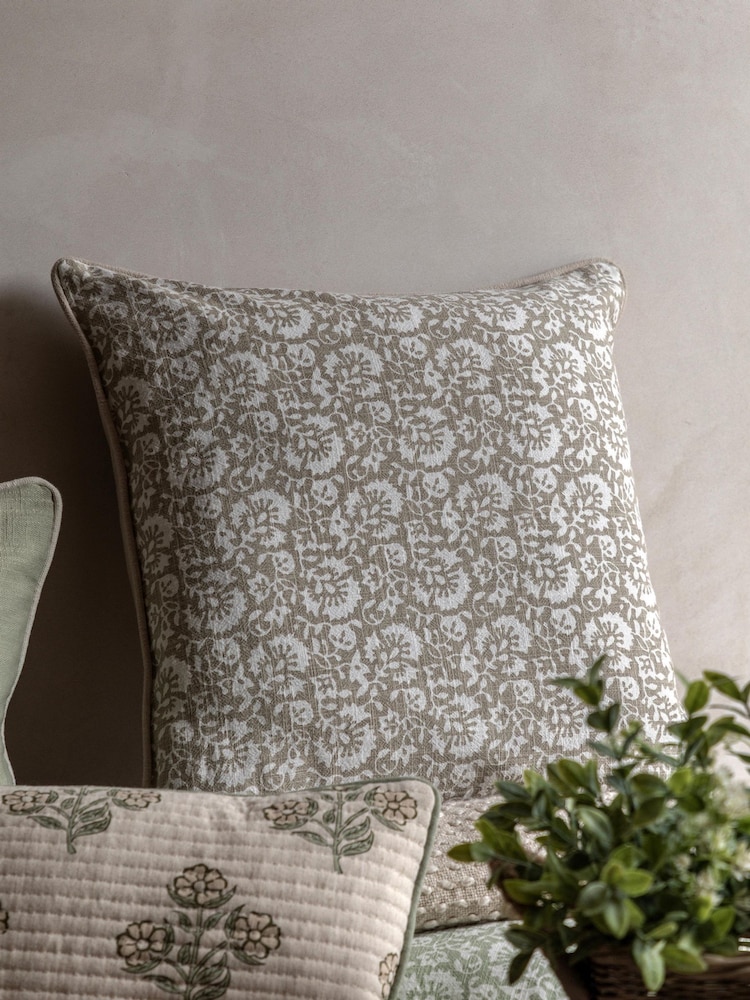 Gallery Direct Taupe Bramley Floral Cushion - Image 1 of 4