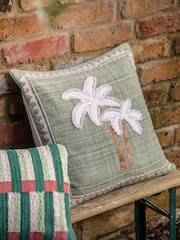 Gallery Direct Green Niva Embroidery Palm Tree Cushion - Image 1 of 4