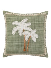 Gallery Direct Green Niva Embroidery Palm Tree Cushion - Image 3 of 4