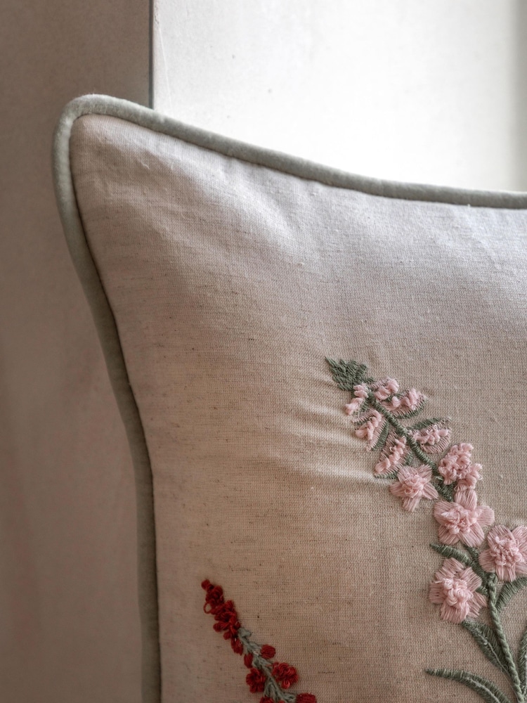 Gallery Direct Green Thirsk Embroidered Meadow Cushion - Image 2 of 5
