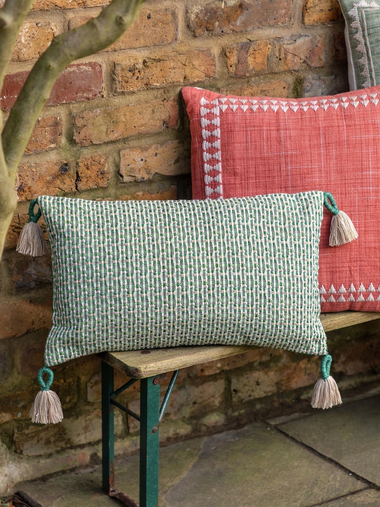 Gallery Direct Green Kaia Woven Cushion - Image 1 of 3