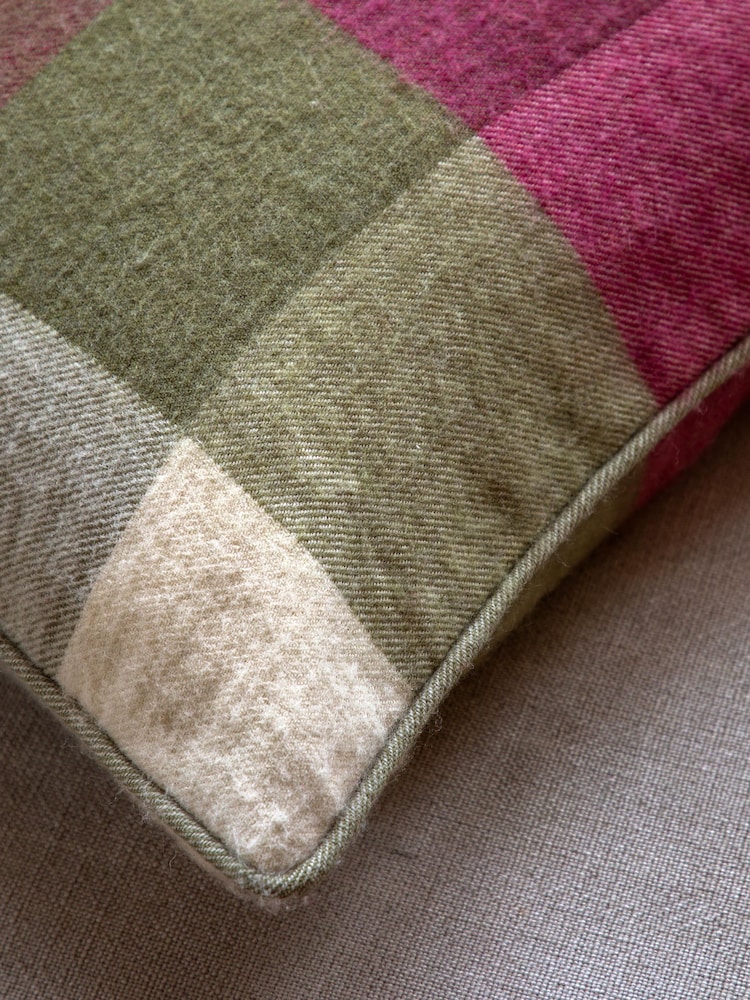 Gallery Direct Red Hatherley Check Cranberry & Olive Cushion - Image 2 of 5